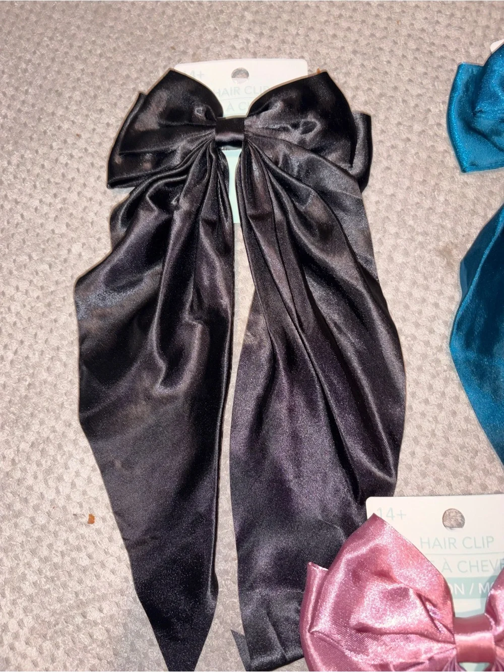 WT The Gilded Occasion Satin Long Tail Hair Bow Clip Bundle Set of 3